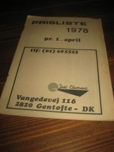 JOSTI ELECTRONIC PRISLISTE 1978.