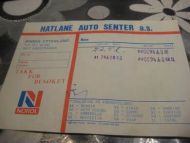 Kvitering fra HATLANE AUTO SENTER BR&Oslash;DRENE YTTERLAND &Aring;SESTRANDA 1961