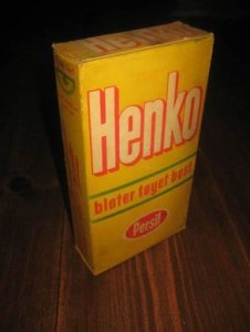 Pakke med innhold, HENKO, fra Persil, 50-60 tallet