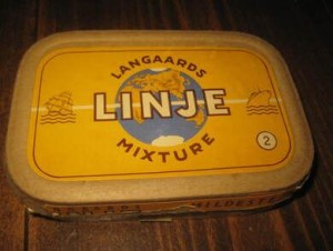 Tobakks eske uten innhold, Langaards LINJE mixture, 50-60 tallet
