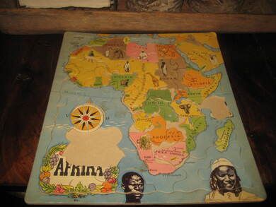 Gammelt puslespill AFRIKA noen brikker mangler men det kan sikkert passe i din samling p&aring; grunn av alder