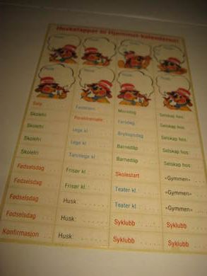 Huskelapper til Hjemmet kalender klistrelapper?