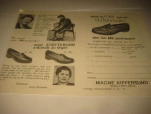 Reklamesak for Aurands sko fra Magne Kippersund Espeland 1971