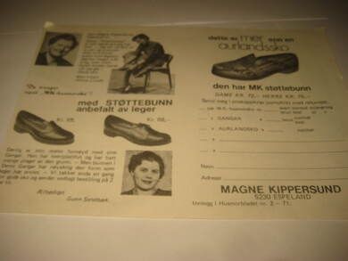 Reklamesak for Aurands sko fra Magne Kippersund Espeland 1971