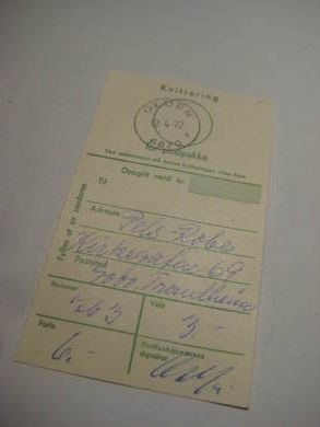 Stempel på kvitering OLDEN 12 4 72