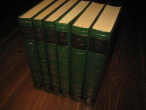 Lot bøker med samme rygg pene i en bokhylle KJÆRLIGHETSMORDET B- MENS MIN ELSKEDE SOVER - TO SØSTRE -STEMMENES ROP - REGNMAKEREN - AKT OG ÆRE Dette er bokpakke nr 1