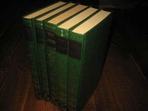 Lot bøker med samme rygg pene i en bokhylle USYNLIGE BÅND 1 OG 2 -NATTENS KVINNE -I KRIG OG KJÆRLIGHET - I FRYKTENS FAVN -ARVEN Dette er bokpakke nr 3