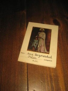 Søndagsskole kort med stempla stjerner 1959