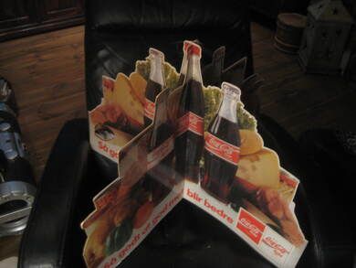 Coca Cola reklame beregna for tak ca 70 cm brei 48 cm høg montert som et kryss med 4 sider dekorativ og meget pen 60-70 tallet