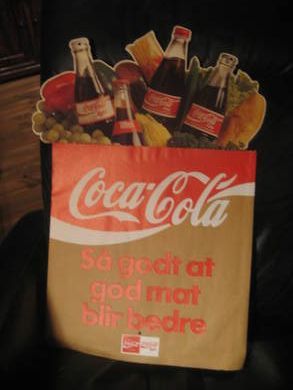 Coca Cola reklame fra 60-70 tallet ca 60 cm høg 38 cm brei