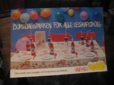 Pen EVENTYR BRUS reklame på papp ca 70 cm brei og 48 cm høg 60-70 tallet