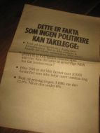 DETTE ER FAKTA SOM INGEN POLITIKERE KAN T&Aring;KELEGGE Brosjyre fra 1985