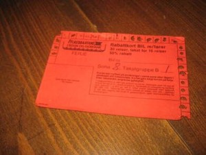 Klippekort BIL m/ f&oslash;rer M&oslash;re og Romsdal Fylkesb&aring;ter 1988