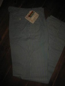 Ubrukt herrebukse fra avvikla landhandel p&aring; 60-70 tallet pen i din krambod Bl&aring;stripete