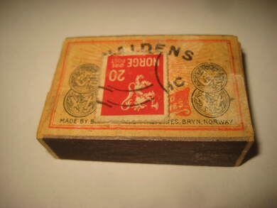 Eldre fyrstikkeske fra HALDENS ELECTRIC Dette er eske nr 5 40-50 tallet