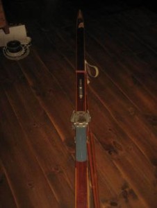 Bonna turski med skistaver ca 205 cm lange 60 tallet