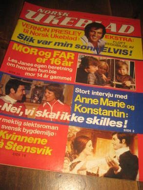 1978 nr 015 NORSK UKEBLAD Med midtside bilde av Elvis