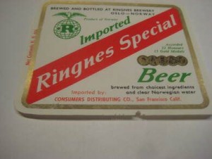Str&oslash;ken og ubrukt &oslash;letikett fra Ringnes Bryggeri en del &aring;r tilbake i tid dette er etikett nr 11