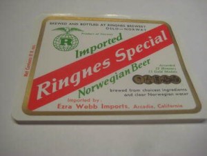 Str&oslash;ken og ubrukt &oslash;letikett fra Ringnes Bryggeri en del &aring;r tilbake i tid dette er etikett nr 17