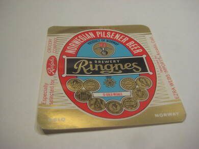 Str&oslash;ken og ubrukt &oslash;letikett fra Ringnes Bryggeri en del &aring;r tilbake i tid dette er etikett nr 18