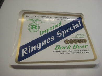 Str&oslash;ken og ubrukt &oslash;letikett fra Ringnes Bryggeri en del &aring;r tilbake i tid dette er etikett nr 3