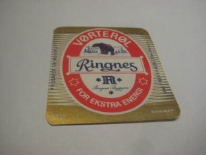 Str&oslash;ken og ubrukt &oslash;letikett fra Ringnes Bryggeri en del &aring;r tilbake i tid dette er etikett nr 6