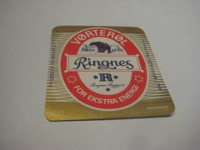 Str&oslash;ken og ubrukt &oslash;letikett fra Ringnes Bryggeri en del &aring;r tilbake i tid dette er etikett nr 6