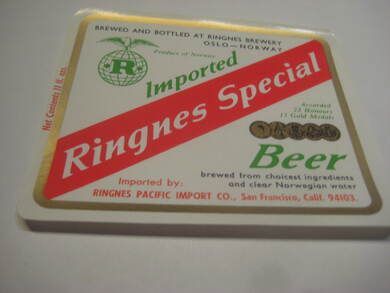 Str&oslash;ken og ubrukt &oslash;letikett fra Ringnes Bryggeri en del &aring;r tilbake i tid dette er etikett nr 7