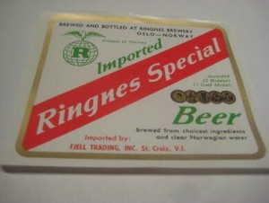Str&oslash;ken og ubrukt &oslash;letikett fra Ringnes Bryggeri en del &aring;r tilbake i tid dette er etikett nr 8