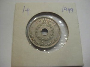 1949 treng du denne i din samling dette er 1 krone nr 6