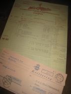 Minde SJOKOLADE - KAKAO & KONFEKTFABRIKK 9 4 1954 med kr 138 50 i stempelmerker (påklistra på baksida)