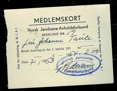 Norsk Jernbane Avholdsforbund. 1953.