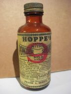 Flaske uten innhold, HOPPE'S POWDER SOLVENT. 50 tallet.