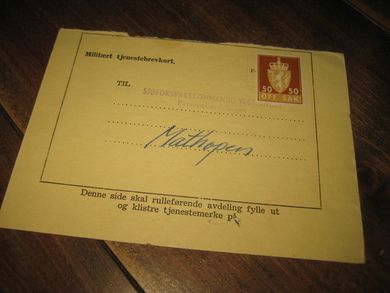 Militært tjenestekort 1953. 