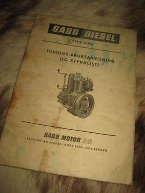 SABB DIESEL Type H/HG Tilleggs- bruksanvisning og stykkliste 1972