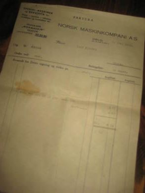 Faktura fra NORSK MASKINKOMPANI OSLO til Leif Fjelde Skofabrik 7 juni 1949