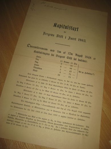Kapitalstart for Bergens Stift i Aaret 1903