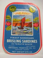 SAIL BOAT, fra Rønneberg Preserving Co, Stavanger.