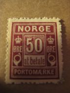 PORTOMÆRKE,  at betale,  50 ØRE.