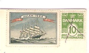 1922, julemerke fra Danmark. Ustempla på kort