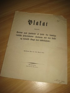 Placat angaaende Forbud mod Indførsel af Hefte fra framtidige russiske havner…..1870.