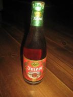 Uåpna flaske med innhold, JULEØL, fra Hansa Bryggeri, Bergen. 1990.