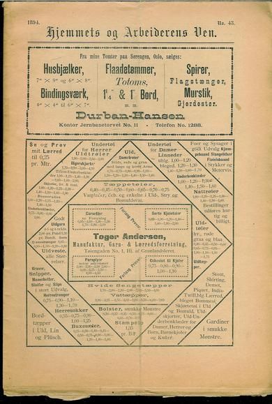 1894 nr 043 Hjemmets og Arbeidernes Ven