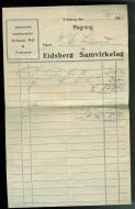 Faktura fra Eidsberg Samvirkelag i 1923 (11/8)