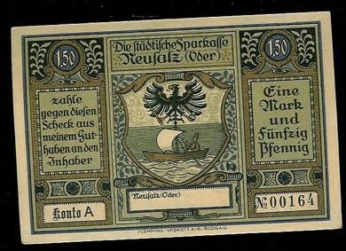 STADT NEUSALZ Eine Mark und funfzig pfennig