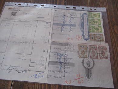 Brev fra SUNNMØRE KREDITBANK med 2 veksler til Bangavåg Rederi, Hareid, og påklistra stempelmerke. 1953. Dette er nr 10