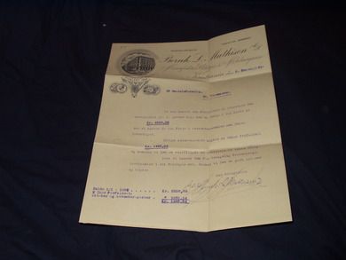 Faktura fra Bernh L Mathisen Kristiania 1924