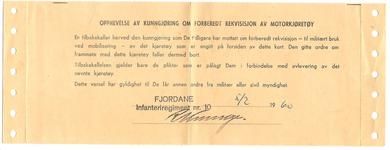 Oppheving av kunngjering om forberedt rekvisisjon av motorkjøretøy 1960