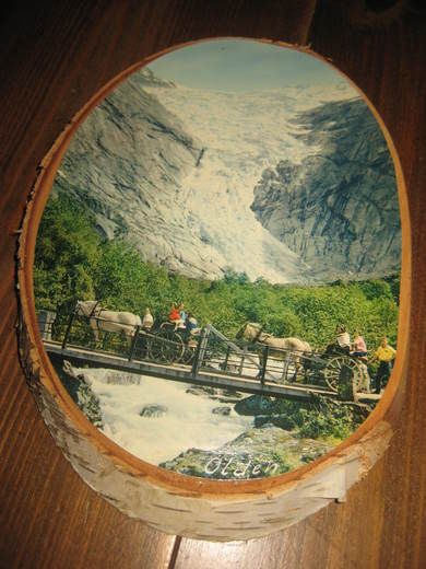 OLDEN, bilde på bjørkeplate. 60 tallet.
