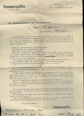 Til Sunnmørsposten sine korrespondentar på 20 tallet